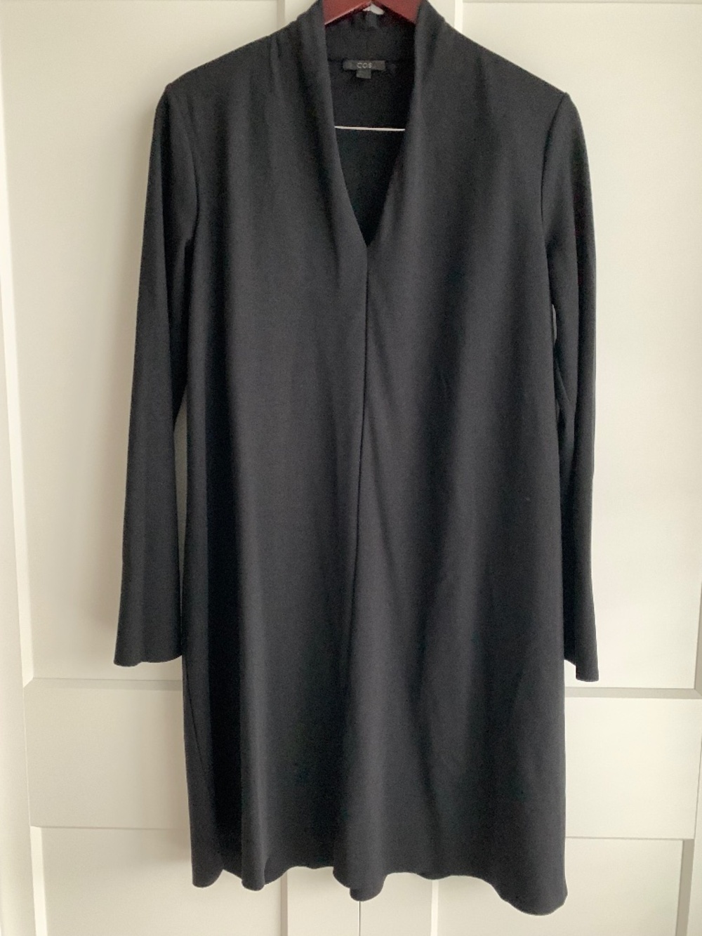 COS Dress A Line Draped V neck Dress Tunic Jersey Top Women's size M - Picture 3 of 11
